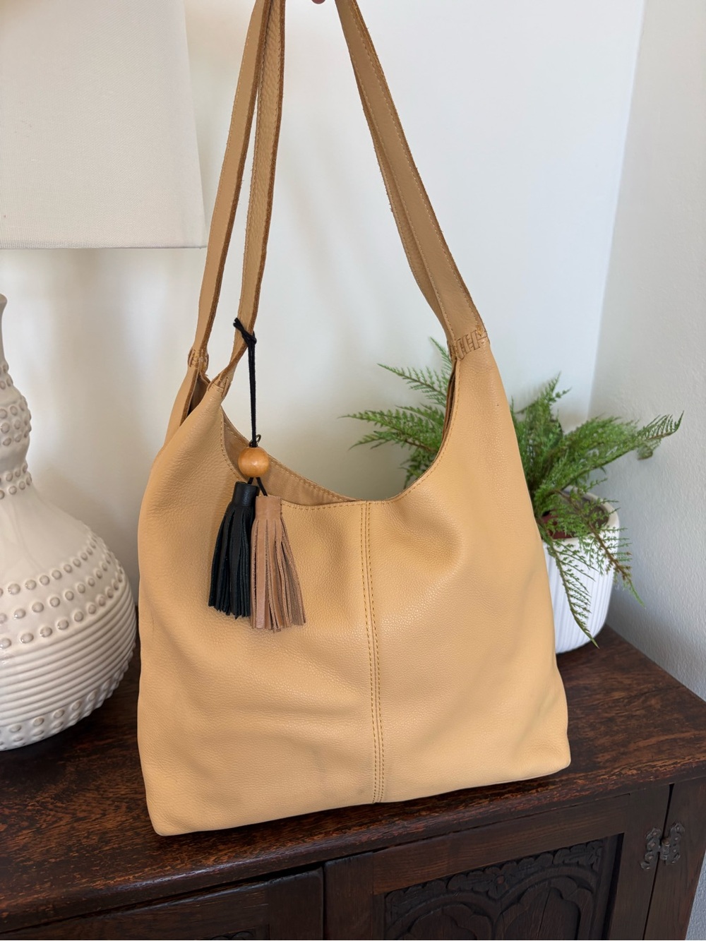 The Sak Huntley Sunshine Yellow Hobo Shoulder Bag With Tassle